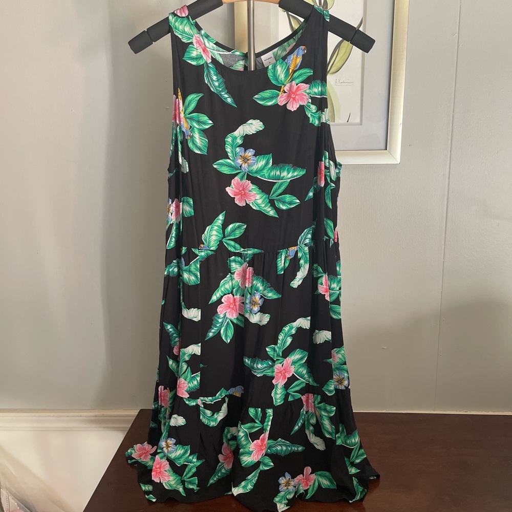 Old Navy Black Floral Midi Dress
